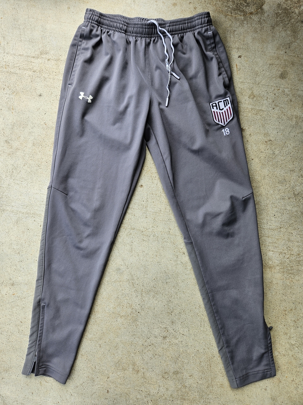 Under Armour Gray Men's Jogger Sweatpants with White Drawstring & Patch